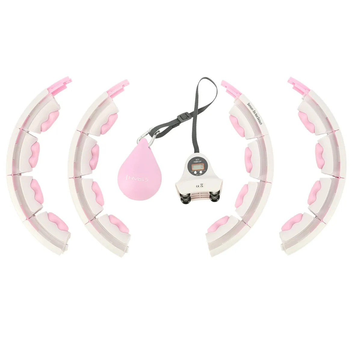 ZESTAW HULA HOP HHW06 PINK Z PIŁKĄ GRAWITACYJNĄ I LICZNIKIEM HMS + PAS BR163 BLACK PLUS SIZE