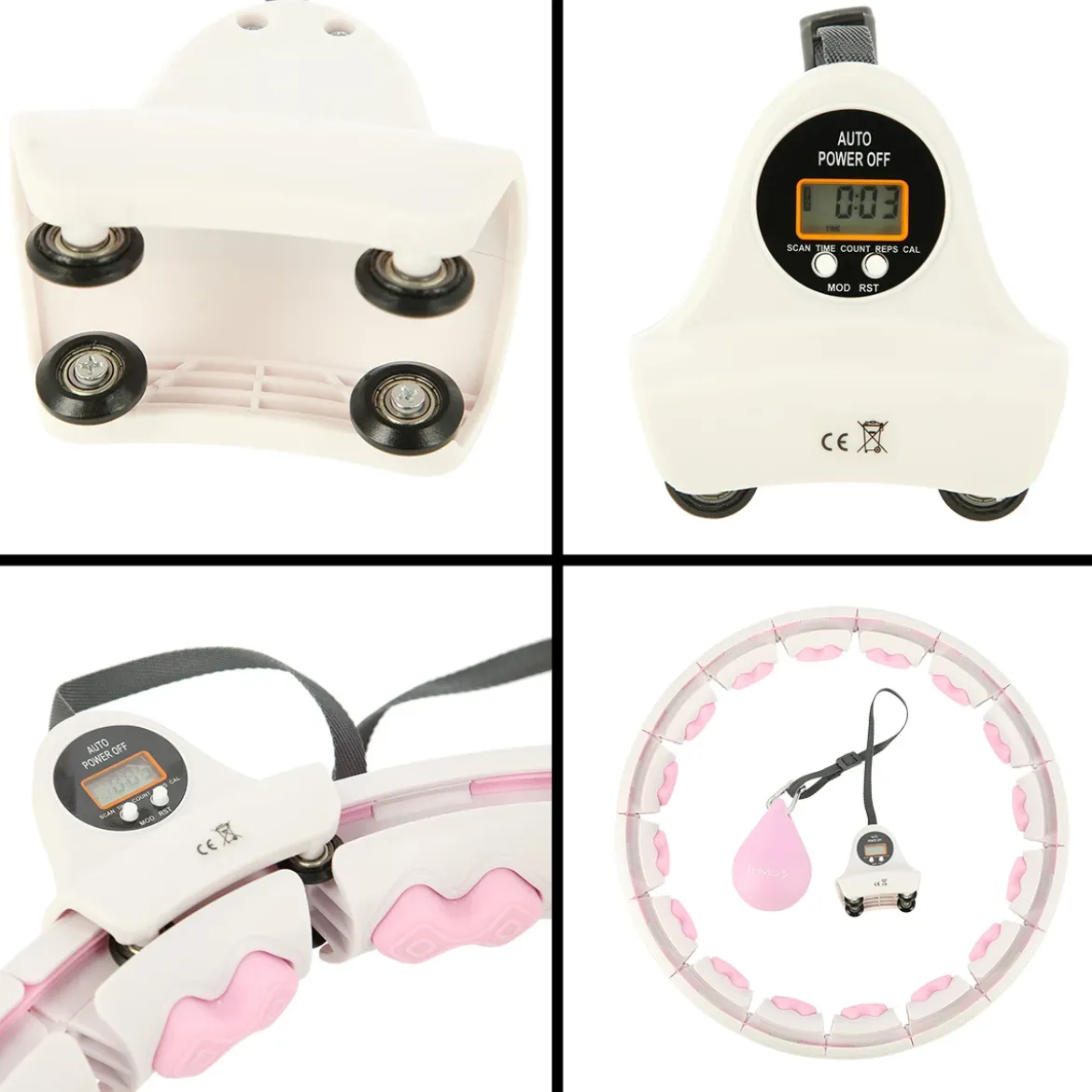 ZESTAW HULA HOP HHW06 PINK Z PIŁKĄ GRAWITACYJNĄ I LICZNIKIEM HMS + PAS BR163 BLACK PLUS SIZE