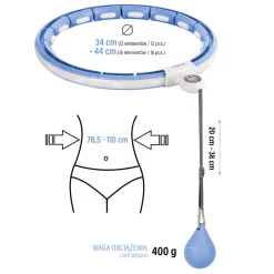 ZESTAW HULA HOP MAGNETYCZNY BLUE HHM15 Z LICZNIKIEM HMS + PAS WYSZCZUPLAJĄCY BR163 RED