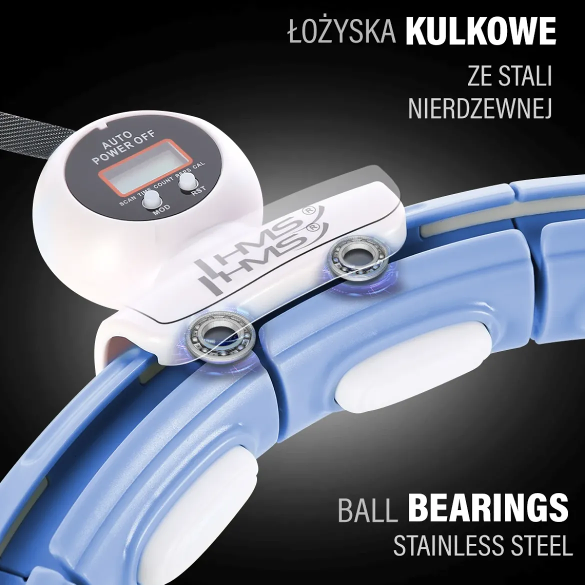 ZESTAW HULA HOP MAGNETYCZNY BLUE HHM15 Z LICZNIKIEM HMS + PAS WYSZCZUPLAJĄCY BR163 RED