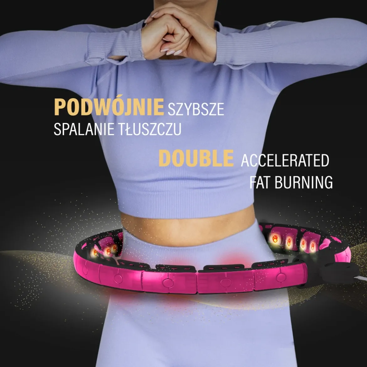 ZESTAW HULA HOP MAGNETYCZNY BLACK/PINK HHM16 Z LICZNIKIEM HMS + PAS WYSZCZUPLAJĄCY BR163 BLACK
