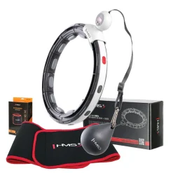 ZESTAW HULA HOP MAGNETYCZNY BLACK HHM15 Z LICZNIKIEM HMS + PAS WYSZCZUPLAJĄCY BR163 RED