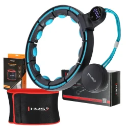 ZESTAW HULA HOP MAGNETYCZNY BLACK/TURQUOISE HHM17 Z LICZNIKIEM HMS + PAS WYSZCZUPLAJĄCY BR163 RED
