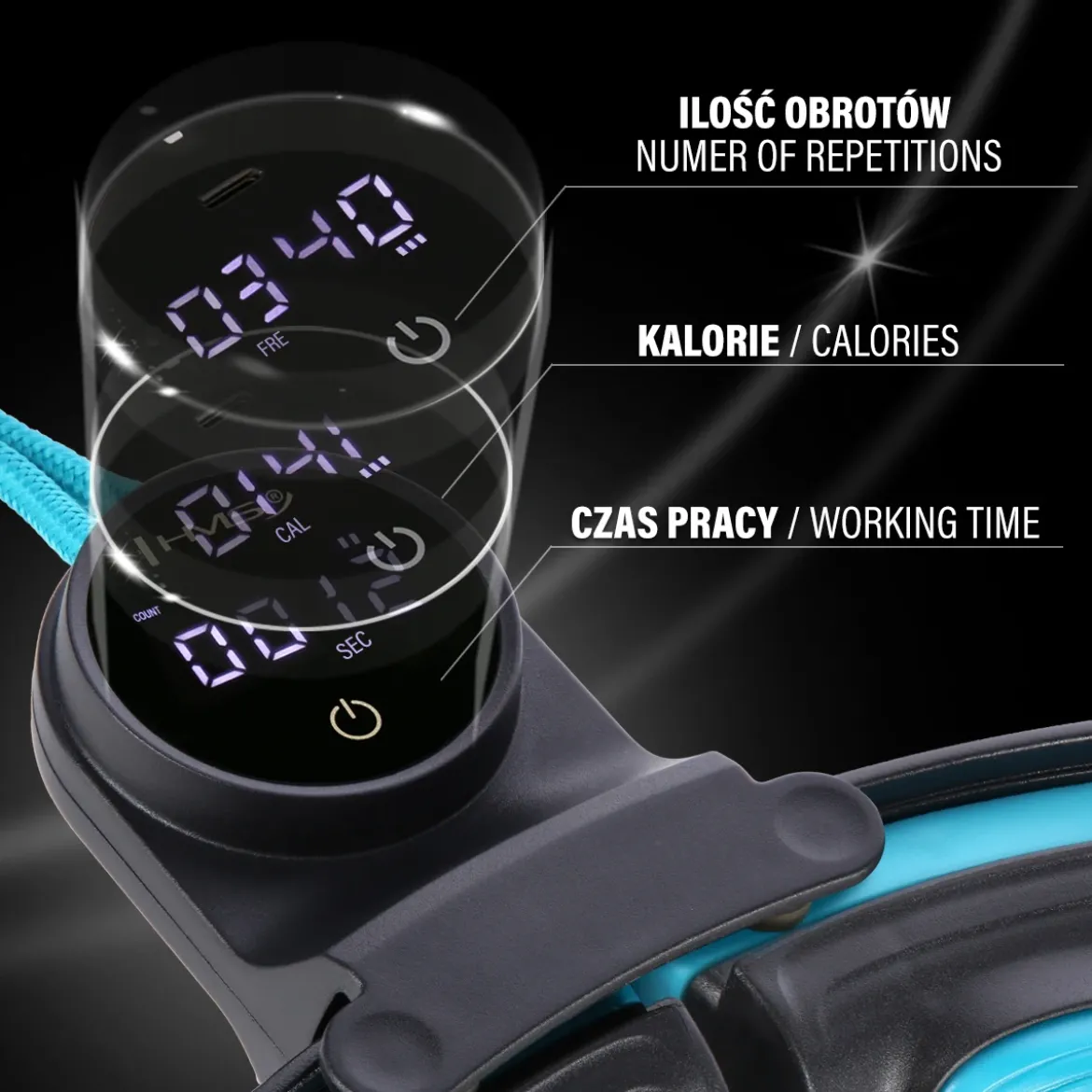 ZESTAW HULA HOP MAGNETYCZNY BLACK/TURQUOISE HHM17 Z LICZNIKIEM HMS + PAS WYSZCZUPLAJĄCY BR163 RED