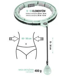 ZESTAW HULA HOP MAGNETYCZNY GREEN HHM13 Z LICZNIKIEM HMS + PAS WYSZCZUPLAJĄCY BR163 RED