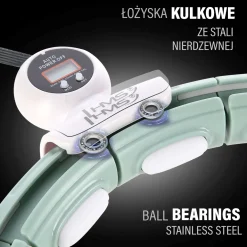 ZESTAW HULA HOP MAGNETYCZNY GREEN HHM15 Z LICZNIKIEM HMS + PAS WYSZCZUPLAJĄCY BR163 RED
