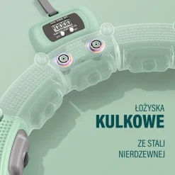 ZESTAW HULA HOP MAGNETYCZNY GREEN HHM14 Z LICZNIKIEM HMS + PAS BR163 BLACK PLUS SIZE