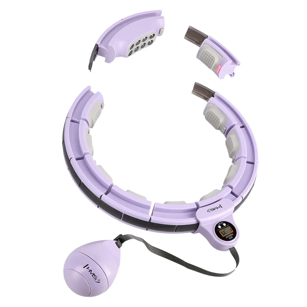 ZESTAW HULA HOP MAGNETYCZNY VIOLET HHM13 Z LICZNIKIEM HMS + PAS WYSZCZUPLAJĄCY BR163 RED