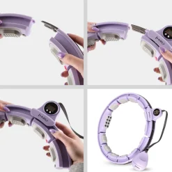 ZESTAW HULA HOP MAGNETYCZNY VIOLET HHM13 Z LICZNIKIEM HMS + PAS WYSZCZUPLAJĄCY BR163 RED