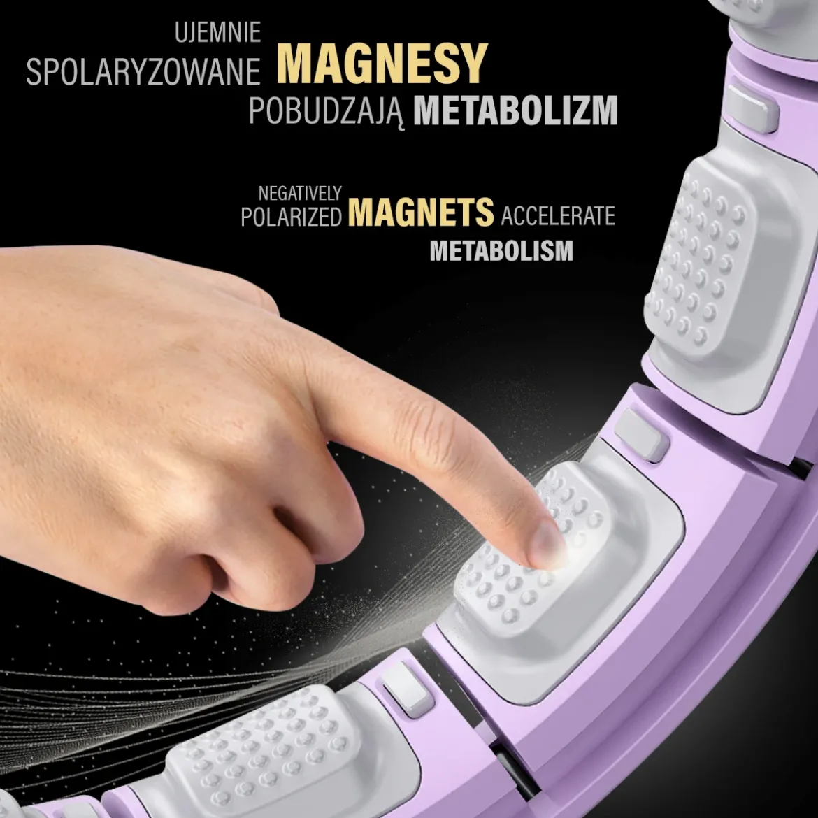 ZESTAW HULA HOP MAGNETYCZNY VIOLET HHM13 Z LICZNIKIEM HMS + PAS WYSZCZUPLAJĄCY BR163 RED