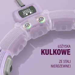 ZESTAW HULA HOP MAGNETYCZNY VIOLET HHM14 Z LICZNIKIEM HMS + PAS BR163 BLACK PLUS SIZE