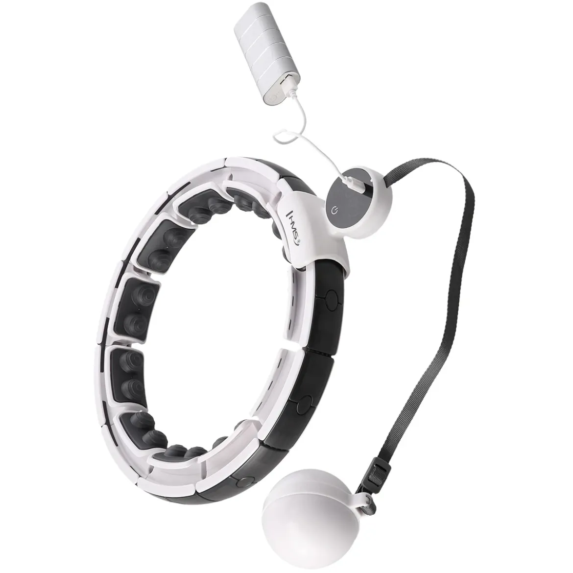 ZESTAW HULA HOP MAGNETYCZNY WHITE HHM16 Z LICZNIKIEM HMS + PAS WYSZCZUPLAJĄCY BR163 BLACK
