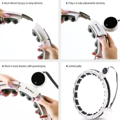 ZESTAW HULA HOP MAGNETYCZNY WHITE HHM16 Z LICZNIKIEM HMS + PAS WYSZCZUPLAJĄCY BR163 BLACK