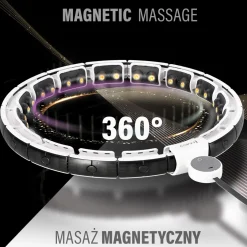 ZESTAW HULA HOP MAGNETYCZNY WHITE HHM16 Z LICZNIKIEM HMS + PAS WYSZCZUPLAJĄCY BR163 BLACK