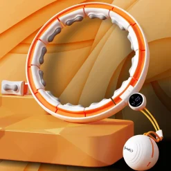 ZESTAW HULA HOP MAGNETYCZNY WHITE/ORANGE HHM21 Z LICZNIKIEM HMS + PAS WYSZCZUPLAJĄCY BR1313