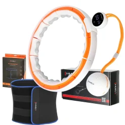 ZESTAW HULA HOP MAGNETYCZNY WHITE/ORANGE HHM21 Z LICZNIKIEM HMS + PAS WYSZCZUPLAJĄCY BR1313