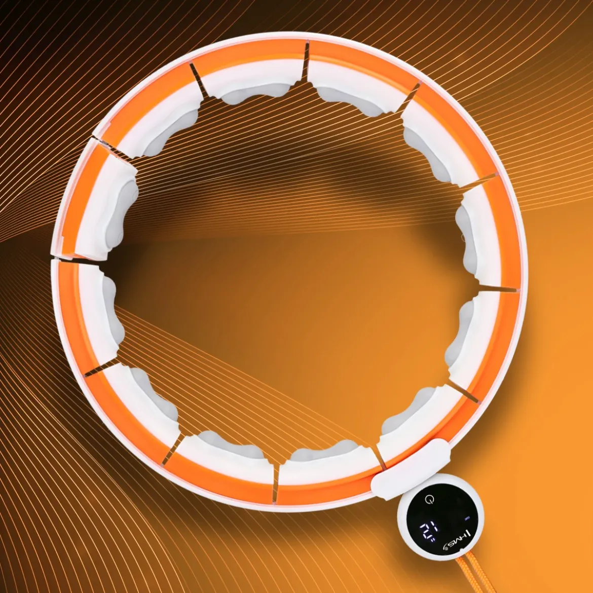 ZESTAW HULA HOP MAGNETYCZNY WHITE/ORANGE HHM21 Z LICZNIKIEM HMS + PAS WYSZCZUPLAJĄCY BR1313