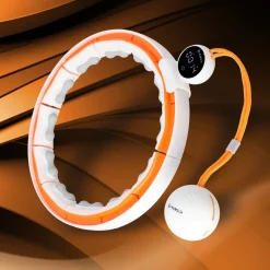 ZESTAW HULA HOP MAGNETYCZNY WHITE/ORANGE HHM21 Z LICZNIKIEM HMS + PAS WYSZCZUPLAJĄCY BR1313