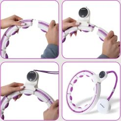 ZESTAW HULA HOP MAGNETYCZNY WHITE/VIOLET HHM17 Z LICZNIKIEM HMS + PAS WYSZCZUPLAJĄCY BR163 BLACK