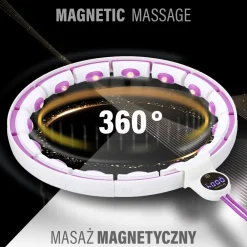 ZESTAW HULA HOP MAGNETYCZNY WHITE/VIOLET HHM17 Z LICZNIKIEM HMS + PAS WYSZCZUPLAJĄCY BR163 BLACK