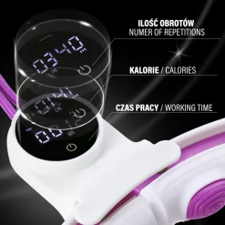 ZESTAW HULA HOP MAGNETYCZNY WHITE/VIOLET HHM17 Z LICZNIKIEM HMS + PAS WYSZCZUPLAJĄCY BR163 BLACK