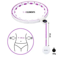 ZESTAW HULA HOP MAGNETYCZNY WHITE/VIOLET HHM17 Z LICZNIKIEM HMS + PAS WYSZCZUPLAJĄCY BR163 BLACK