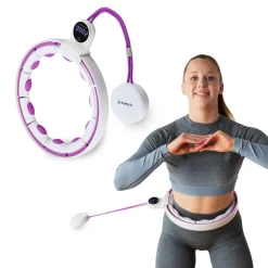 ZESTAW HULA HOP MAGNETYCZNY WHITE/VIOLET HHM17 Z LICZNIKIEM HMS + PAS WYSZCZUPLAJĄCY BR163 BLACK
